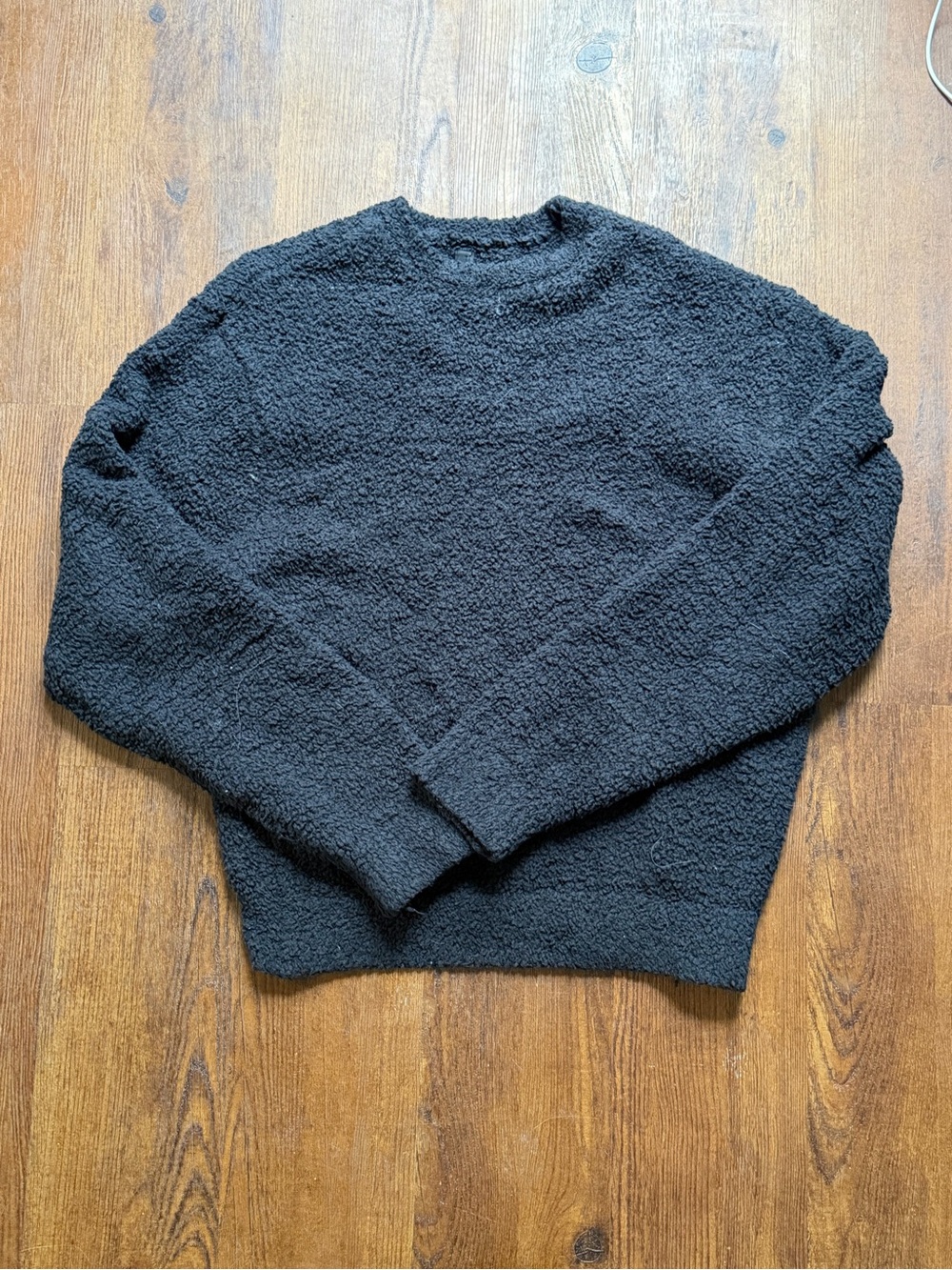 SKIMS Black Sherpa Crewneck Sweater
